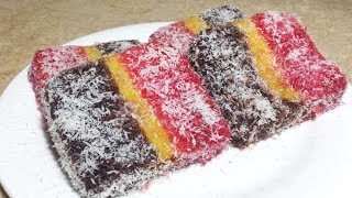 Eggless Lamington RecipeAustralian Dessert RecipeEggless Chocolate amp Strawberry Lamington Cake [upl. by Lattie]