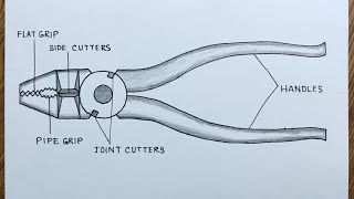 Combination plier drawing How to draw combination plier ITI engineering drawing [upl. by Merth]