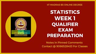 🔥IIT Madras BS Online Degree STATISTICS QUALIFIER WEEK 1  IIT MADRAS QUALIFIER PREPARATION  Exam 👍 [upl. by Salb]