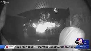 Fireworks at Layton park malfunction fire toward small crowd [upl. by Adlemi]