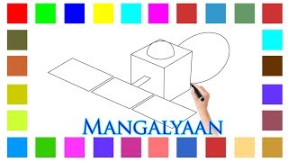 How To Draw Mangalyaan Independence day and Mission Mangal Movie special 15 August 2019 Kids Video [upl. by Einhpets]