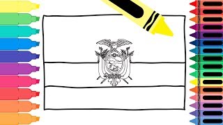 How to Draw an Ecuador Flag  Coloring Pages for kids  Drawing an Ecuadorian Flag  Tanimated Toys [upl. by Ilhsa]