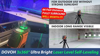 DOVOH 3x360° Laser Level Review  SelfLeveling Laser Level Ultra Bright Daytime  Night time laser [upl. by Ecnarrat]