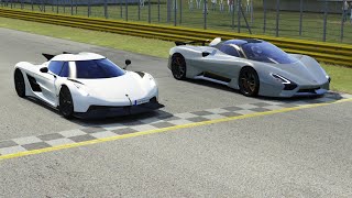 Koenigsegg Jesko Absolut vs SSC Tuatara at Monza Full Course [upl. by Maximo]