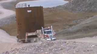 Steel Tanks 34D 40H 80000 Lbs climbing steep 18 grade on Baffin Island in Arctic Circle [upl. by Strenta206]