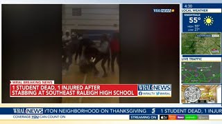 Footage shows fight leads to 1 student dead 1 injured in stabbing at Southeast Raleigh High School [upl. by Etnovert]