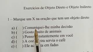 Exercícios de Objeto Direto e Objeto Indireto [upl. by Thisbe]