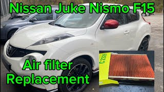 How to change air filter Nissan Juke Nismo DIY luft filter wechseln Juke F15 Nismo [upl. by Earahc595]