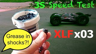 XLF X03 110 4WD Brushless RC 3S SPEED TEST and Greased Shocks [upl. by Xet]