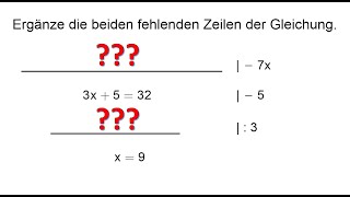 Bayern Mathematik Quali 2019 Teil A Aufgabe 5  Ergänze die fehlenden Zeilen der Gleichung [upl. by Elumas]