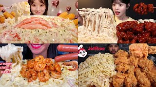 ASMR Creamy Pasta Mukbang Compilation 3  Alfredo pasta Asmr  Satisfying eating sounds [upl. by Haissem]