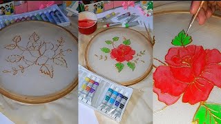 First time painting on dubata 🥀 fabric painting for beginners ALL Details [upl. by Osana]