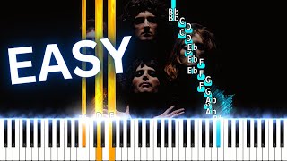 Bohemian Rhapsody Queen  EASY Piano Tutorial SHEET MUSIC [upl. by Haimehen631]