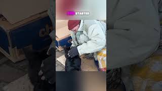 dog took blanket and covered old man keep him warm❤shortssubscribe 👈🙏❤ [upl. by Tasia]