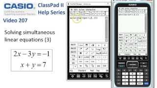 ClassPad Help 207  Solving Simultaneous Linear Eqns 3 [upl. by Adis]