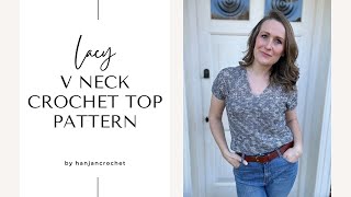 Top Down V Neck Crochet Top Pattern  Hawthorne Tee [upl. by Akinuahs786]