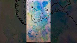 Watercolor Elephant multicolors shorts art drawing elephant [upl. by Yssirhc232]