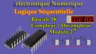 Logique Séquentielle Bascuke JK Compteur Décompteur Synchrone et Asynchrone [upl. by Ayotak]