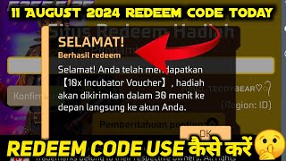 FREE FIRE REDEEM CODE 11 AUGUST 2024  HOW TO USE REDEEM CODE IN FREE FIRE  HOW TO REDEEM AUG TODAY [upl. by Akehsat]