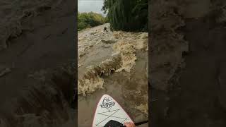 Final rapid on OLZA river  whitewater SUP flood level [upl. by Dreddy]