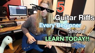 5 Easy Guitar Riffs Every Beginner Should Learn TODAY  WIth Tabs [upl. by Lotty]