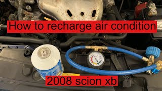 How to recharge air condition on 2008 scion xb  Phams Legend [upl. by Nnayecats992]