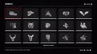 Red Dead Redemption 2 Animal Compendium List  Zoologist And Skin Deep Trohpy Achievement [upl. by Wayolle]