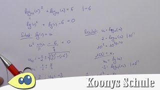 Logarithmusgleichung mit Substitution und pqFormel Beispiel Lösen von Gleichungen [upl. by Feltie]