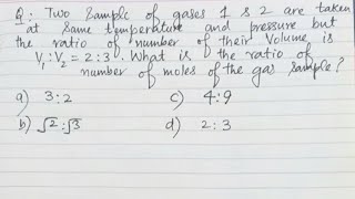 Two Sample of gases 1 and 2 are taken at same temperature and pressure but the ratio of number [upl. by Anialam]