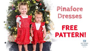 PINAFORE DRESS FREE PATTERN  Sewing Kids Clothes Tutorial DIY Christmas Outfit Ideas for Kids [upl. by Aubin]