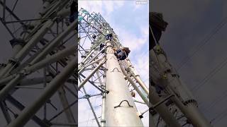 Linemans working on tower trending shorts [upl. by Nahgeem]