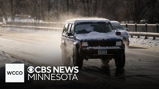 Minnesotas first snowfall wrecks havoc on the road ways [upl. by Trinee]