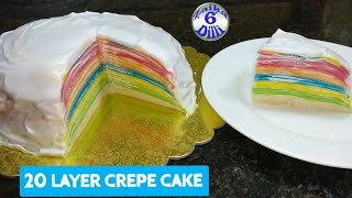 20 Layer Crepe cake  Easy cake bina ovencooker Ghar pr mojud Saman se banae crepe cake [upl. by Ahtamat]