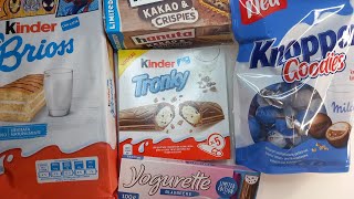 🍫 New Kinder Tronky bars Brioss Knoppers Goodies and more tastetest notalking chill [upl. by Inalak]