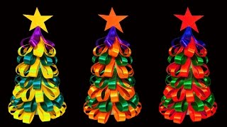 How To Make A Beautiful and Colorful Ribbon Christmas Tree Christmas Crafts  HD [upl. by Eilema]