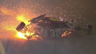 MYATT SNIDER SCARY CRASH INTO THE CATCHFENCE  2022 BEEF 300 XFINITY SERIES AT DAYTONA [upl. by Ludie]