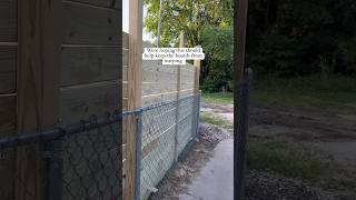 heres hoping it helps keep the boards from warping 🤞🏻 fence fenceinstall horizontalfence diy [upl. by Ainorev379]