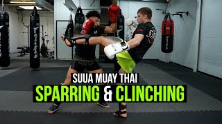 Sparring amp Clinching at Suua Muay Thai  Siam Boxing [upl. by Aisetal]