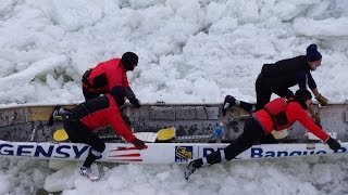 ICE CANOE RACE at Quebec City Carnival le Grand Défi des Glaces [upl. by Nim]