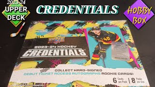 ONE MORE TIME 202324 UPPER DECK CREDENTIALS HOCKEY HOBBY BOX BREAK 🧿 LOOKING FOR ANOTHER CASE HIT [upl. by Naened]