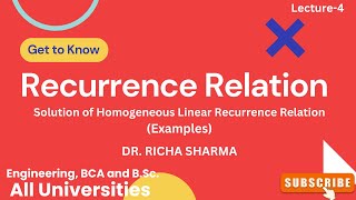 Recurrence RelationExamples of Homogeneous Linear Recurrence Relation Discrete Mathematics Part4 [upl. by Ruffin697]