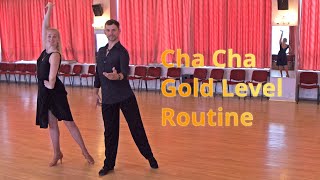 Cha Cha Basic Gold Level Choreography  Advanced Hip Twist Foot Change Basic with Ronde Chasse [upl. by Millhon]