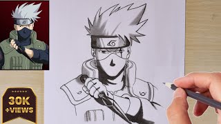 how to draw kakashi easy  anime drawing  kakashi hatake naruto shippuden [upl. by Aehtrod]