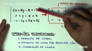 Álgebra Matricial  03  Matriz Aumentada do Sistema [upl. by Euqinemod232]