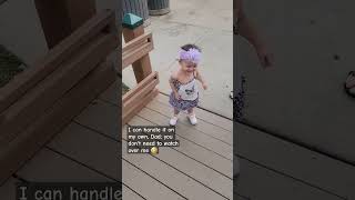 I can handle it on my own Dad you dont need to watch over me 🤣 short toddler cutebaby [upl. by Ponzo]