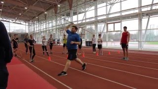 Javelin Throw Workshop  Loughborough Uni 13th Dec 2015 HipLeg Position [upl. by Daphie]