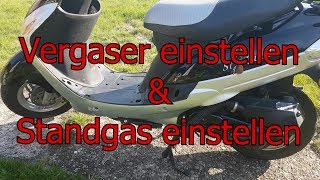 Vergaser einstellen  Standgas einstellen  4 Takt Chinaroller JINLUN [upl. by Silyhp258]