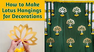 DIY Lotus Hangings  How to Make Lotus Hangings for Background Decorations  Lotus Backdrop ideas [upl. by Renner722]