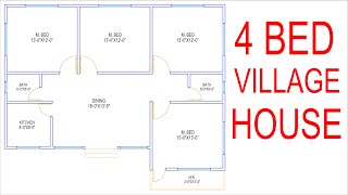 HOUSE PLAN DESIGN  EP 60  1000 SQUARE FEET 4 BEDROOMS HOUSE PLAN  LAYOUT PLAN [upl. by Eckardt697]