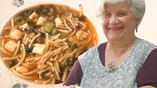 Maria makes a Sicilian bucatini pasta with summer squash tenerumi leaves [upl. by Norvil490]